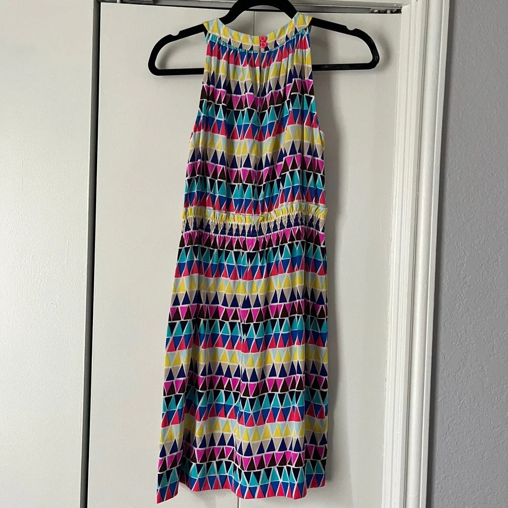 Kate Spade‎ Multicolor Triangle Print Halter Dress Sleeveless Size 4